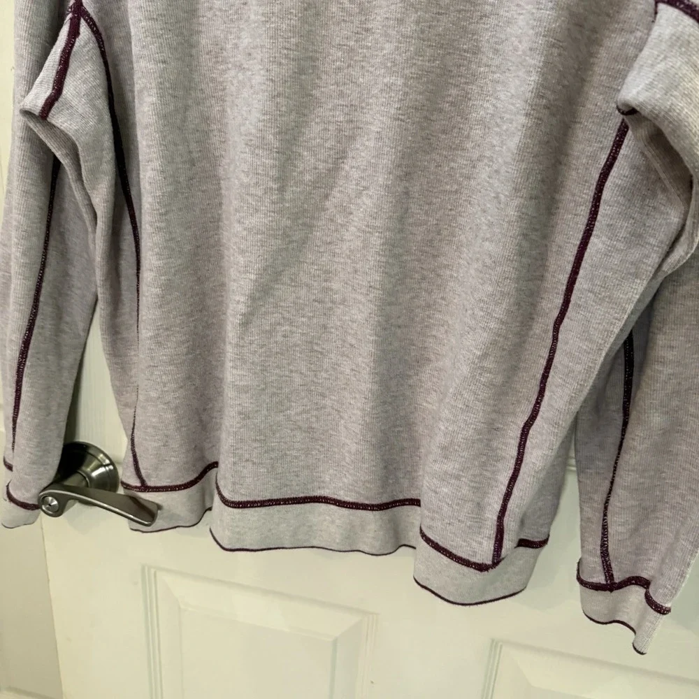 Tommy Bahama Sweater Mens Large Preppy‎ Logo Plum Gray 1/4 Zip Reversible